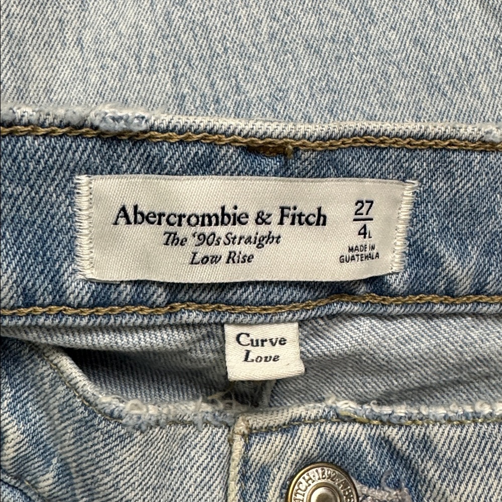 Abercrombie & Fitch 90s Straight Low Rise Curve Love Jeans size 27 Long Tall - Picture 12 of 12